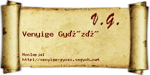 Venyige Győző névjegykártya
